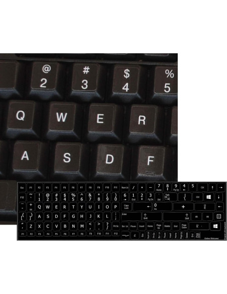 Etiquetas de Teclado Reemplazo Inglés US Fondo Negro 11x13mm