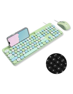 Combo Teclado y Ratón X9 Retro Iluminado Pastel Verde