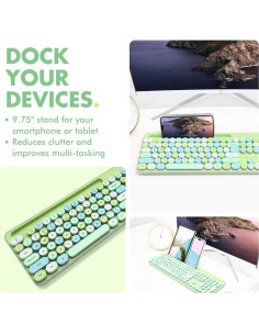 Combo Teclado y Ratón X9 Retro Iluminado Pastel Verde 2