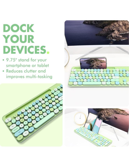 Combo Teclado y Ratón X9 Retro Iluminado Pastel Verde