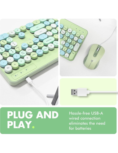 Combo Teclado y Ratón X9 Retro Iluminado Pastel Verde