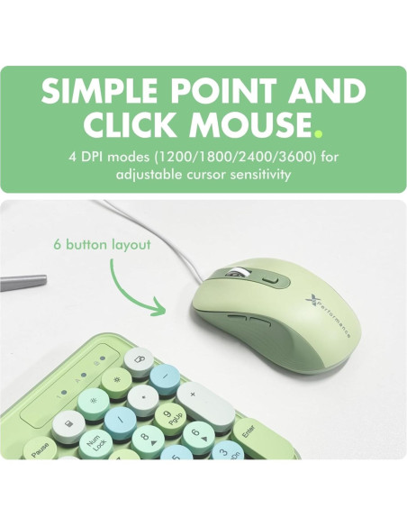 Combo Teclado y Ratón X9 Retro Iluminado Pastel Verde