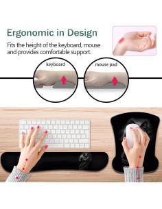 Juego de Soporte para Muñeca y Alfombrilla de Ratón Gato Negro 2