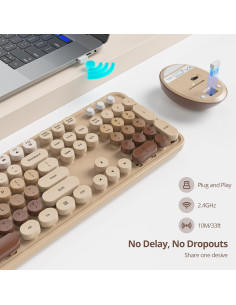 Teclado y Ratón Inalámbricos GTSP Retro 2.4GHz 104 Teclas 2