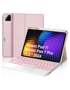 Funda Teclado Inalámbrico IVEOPPE para Xiaomi Pad 7 Pro 11.2" Rosa