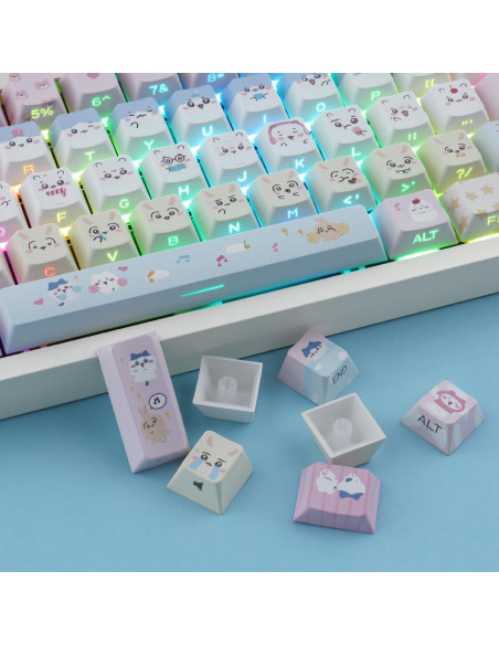 Conjunto de Teclas Kawaii PBT Tyrixki 136 Teclas Cherry MX