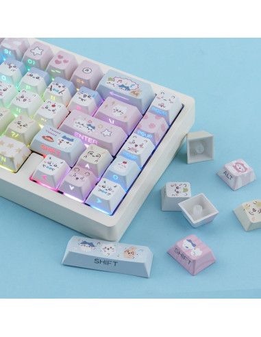 Conjunto de Teclas Kawaii PBT Tyrixki 136 Teclas Cherry MX