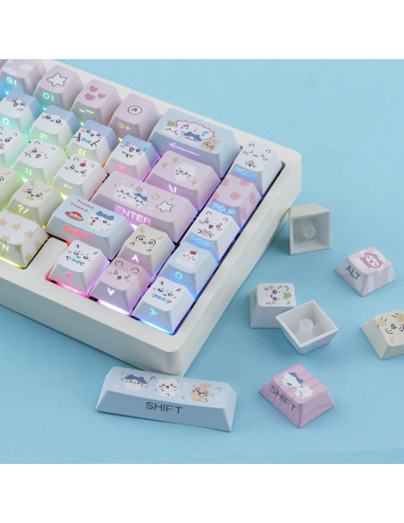 Conjunto de Teclas Kawaii PBT Tyrixki 136 Teclas Cherry MX