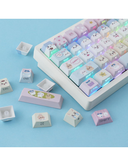 Conjunto de Teclas Kawaii PBT Tyrixki 136 Teclas Cherry MX