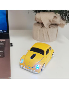 Ratón Inalámbrico WUQIDA en Forma de Coche Amarillo 1600 DPI 2