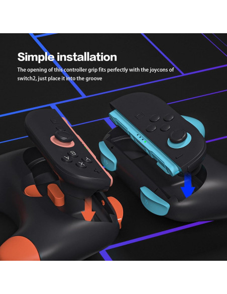 Agarraderas Ergonómicas HeatFun para Joy-Con Switch 2 - Negro
