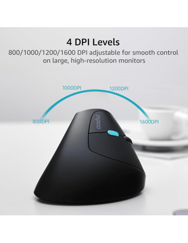 Ratón Vertical Ergonómico Rapoo EV250 Inalámbrico 800-1600 DPI