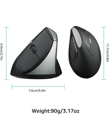 Ratón Vertical Ergonómico Rapoo EV250 Inalámbrico 800-1600 DPI