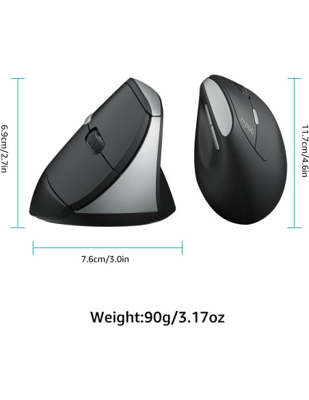Ratón Vertical Ergonómico Rapoo EV250 Inalámbrico 800-1600 DPI