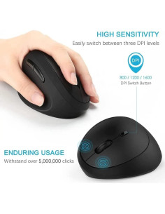 Ratón Inalámbrico Ergonómico Super Space 1600 DPI Negro 2