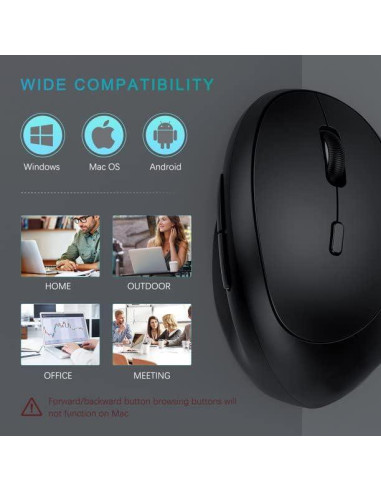 Ratón Inalámbrico Ergonómico Super Space 1600 DPI Negro