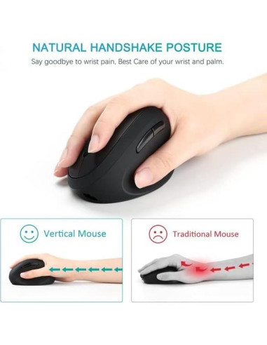 Ratón Inalámbrico Ergonómico Super Space 1600 DPI Negro