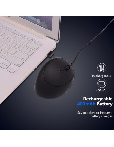 Ratón Inalámbrico Ergonómico Super Space 1600 DPI Negro