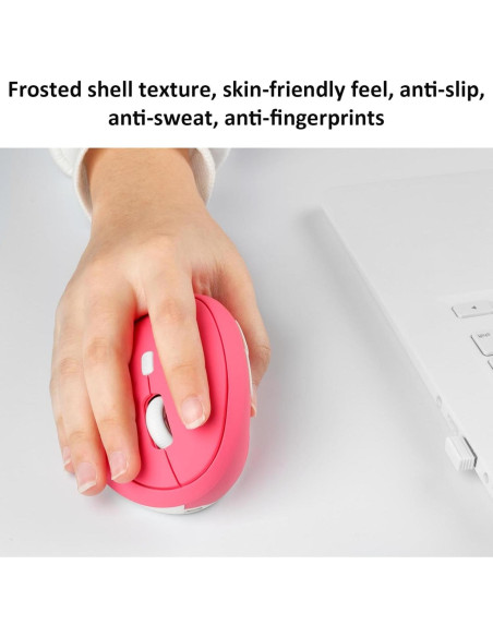 Ratón Vertical Inalámbrico Ergonómico Thanice Rosa 1600 DPI