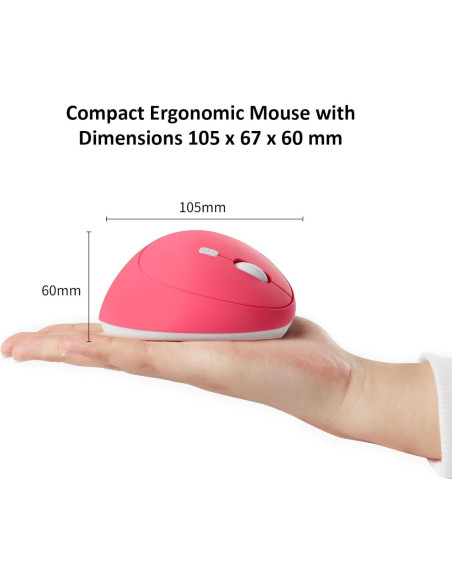Ratón Vertical Inalámbrico Ergonómico Thanice Rosa 1600 DPI