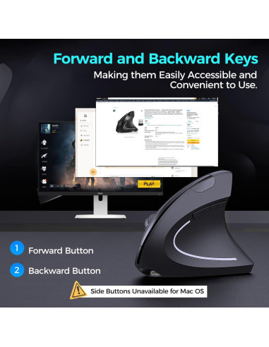 Ratón Inalámbrico Vertical Ergonómico AVMTON 6 Botones Verde