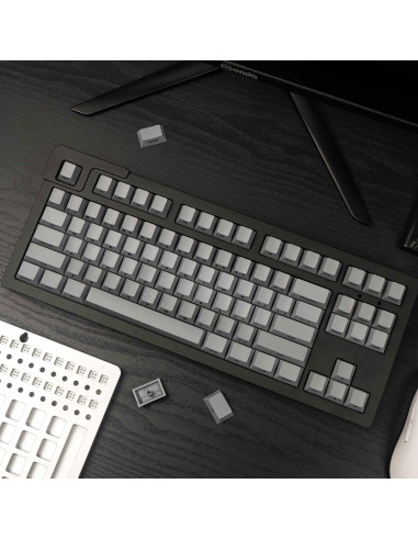 Juego de Teclas Grises PBT Mintcaps 107 Teclas para Mecánicos