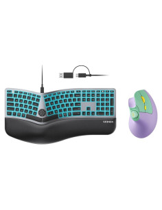 Teclado Ergonómico Dividido con Retroiluminación 7 Colores y Ratón Vertical Recargable Seenda