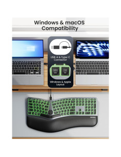 Teclado Ergonómico Dividido con Retroiluminación 7 Colores y Ratón Vertical Recargable Seenda 2