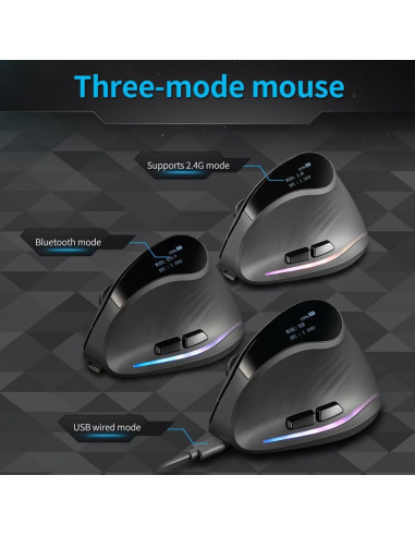 Mouse Vertical Inalámbrico Bluetooth Zelotes F35C 4000 DPI