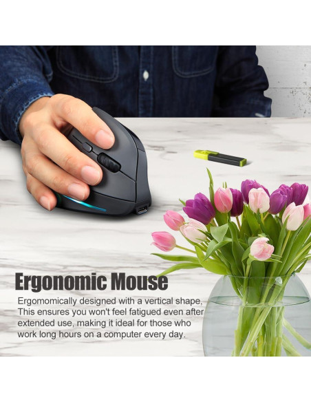 Mouse Vertical Inalámbrico Bluetooth Zelotes F35C 4000 DPI Mouse Vertical Inalámbrico Bluetooth Zelotes F35C 4000 DPI