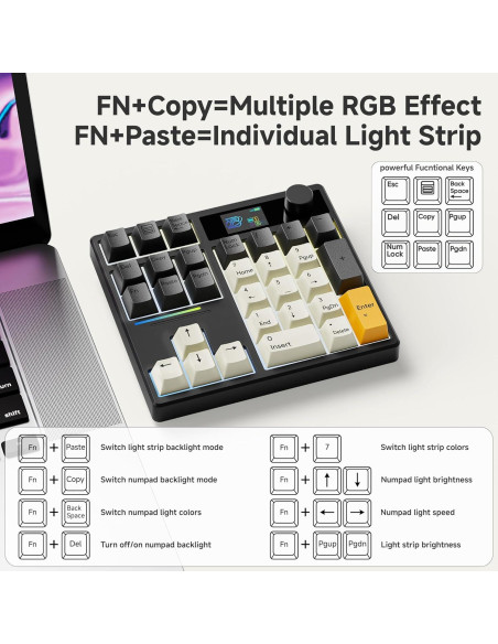 Teclado Mecánico BOYI 66% + Numpad 31, Teclas Matcha, Inalámbrico