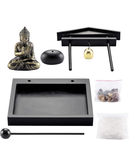 Juego de Jardín Zen Jovivi con Estatua de Buda y Bandeja