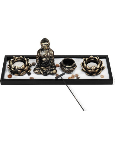 Kit de Jardín Zen de Escritorio MyGift con Buda y Velas