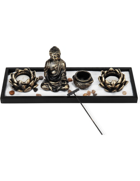 Kit de Jardín Zen de Escritorio MyGift con Buda y Velas