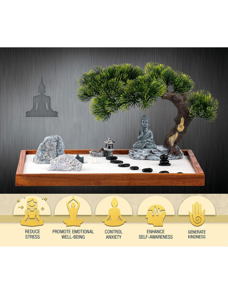 Kit Jardín Zen dgudgu - Mini Jardín de Escritorio 35x24 cm
