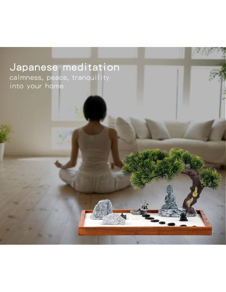 Kit Jardín Zen dgudgu - Mini Jardín de Escritorio 35x24 cm