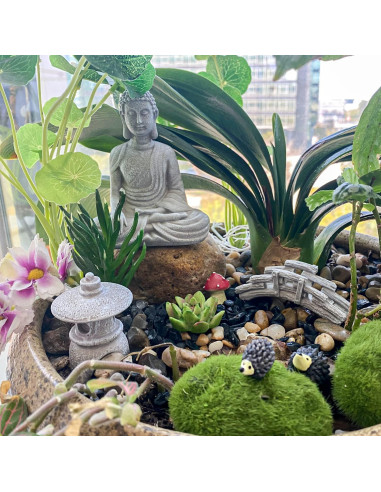 Accesorios de Jardín Zen Buda Miniatura - Decoración Terrario