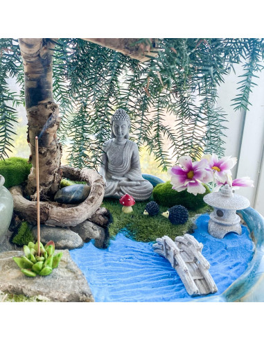 Accesorios de Jardín Zen Buda Miniatura - Decoración Terrario