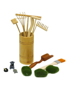 Mini Jardín Zen JJJ Arts - Kit de 15 Piezas con Rastrillos