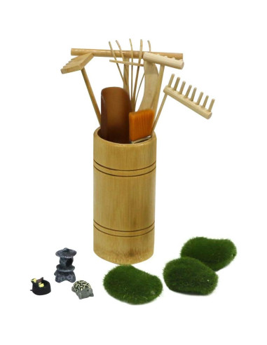 Mini Jardín Zen JJJ Arts - Kit de 15 Piezas con Rastrillos