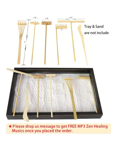 Mini Jardín Zen JJJ Arts - Kit de 15 Piezas con Rastrillos