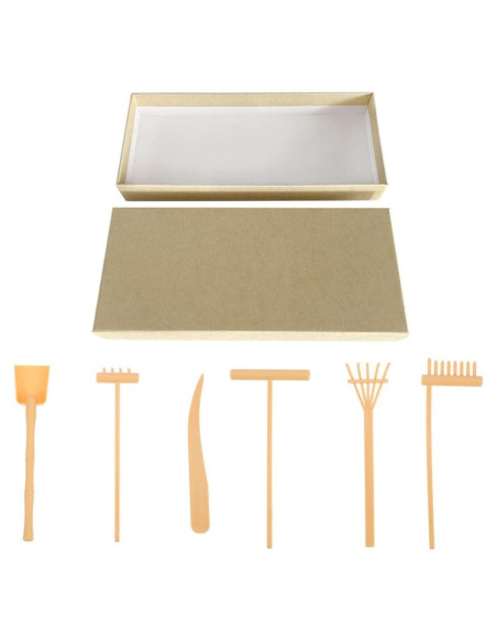 Kit de Rastrillo de Jardín Zen STOBOK Mini 6 Piezas Amarillo