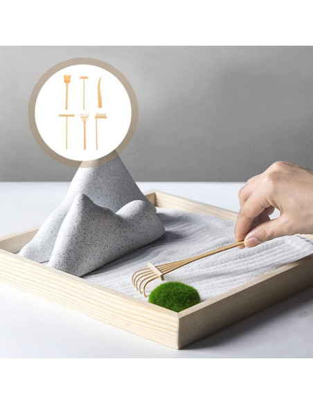 Kit de Rastrillo de Jardín Zen STOBOK Mini 6 Piezas Amarillo