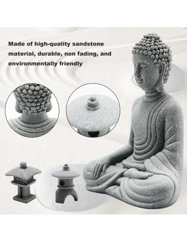 Estatua de Buda Zen Hoypeyfiy 16x10x8 cm para Jardín