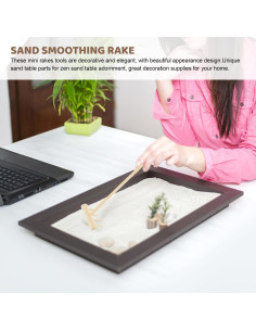 8 Mini Rastrillos de Jardín Zen EXCEART de Bambú 14x3.5cm 2