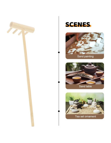 8 Mini Rastrillos de Jardín Zen EXCEART de Bambú 14x3.5cm