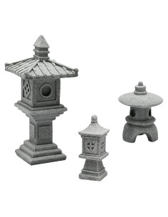 Juego de 3 Estatuas de Pagoda Miniatura Saihisday 12 cm