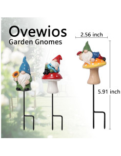 Estatuas de Gnomo de Jardín Ovewios 3PCS Resina Decoración Exterior 2