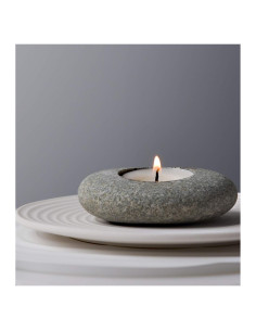 Portavelas de piedra artesanal ICNBUYS para jardín zen 3.81cm