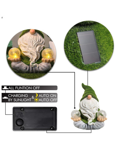 Gnomo de Jardín Zen Teresa's Collections con Luz Solar 20 cm